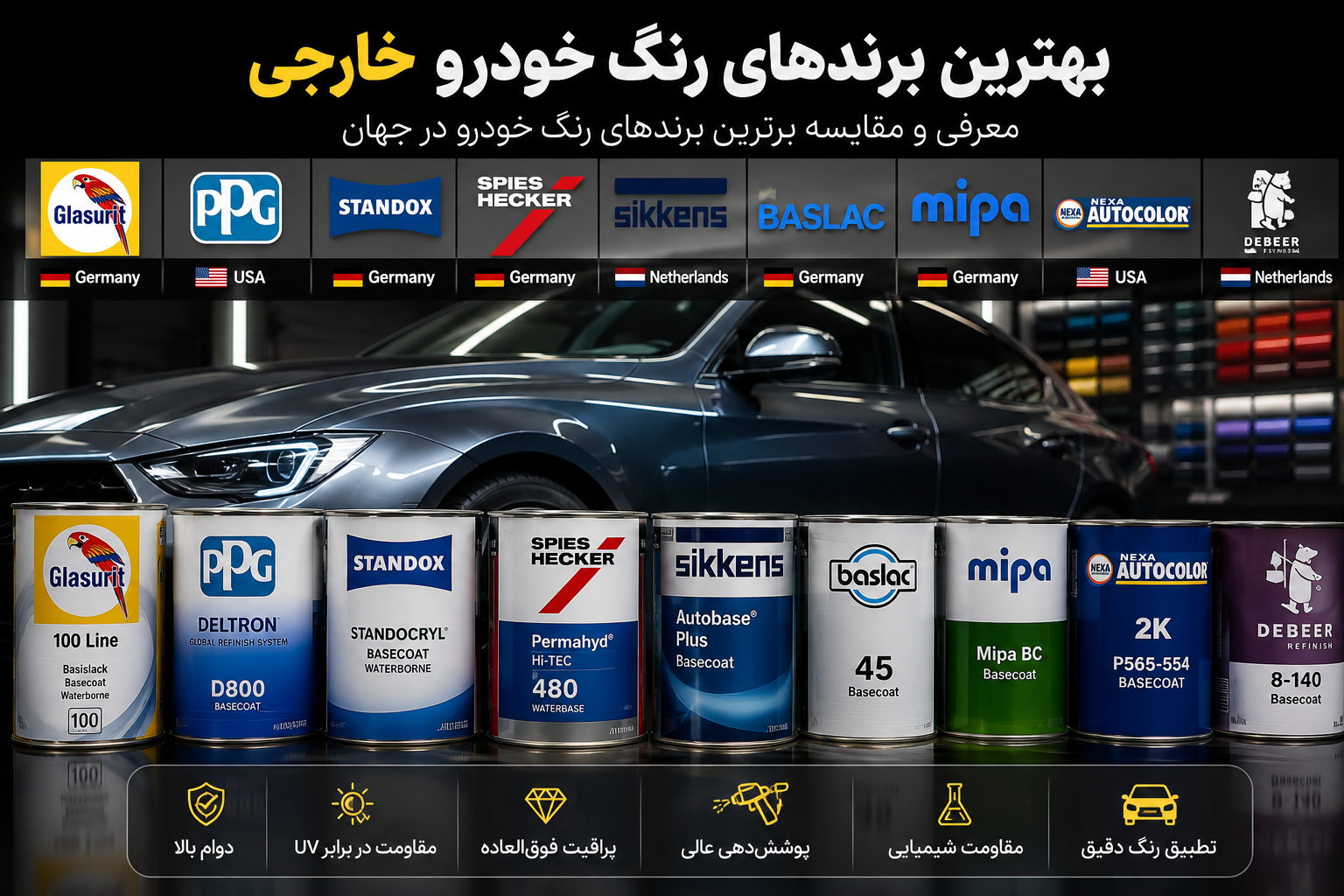 بهترین برند رنگ خودرو خارجی